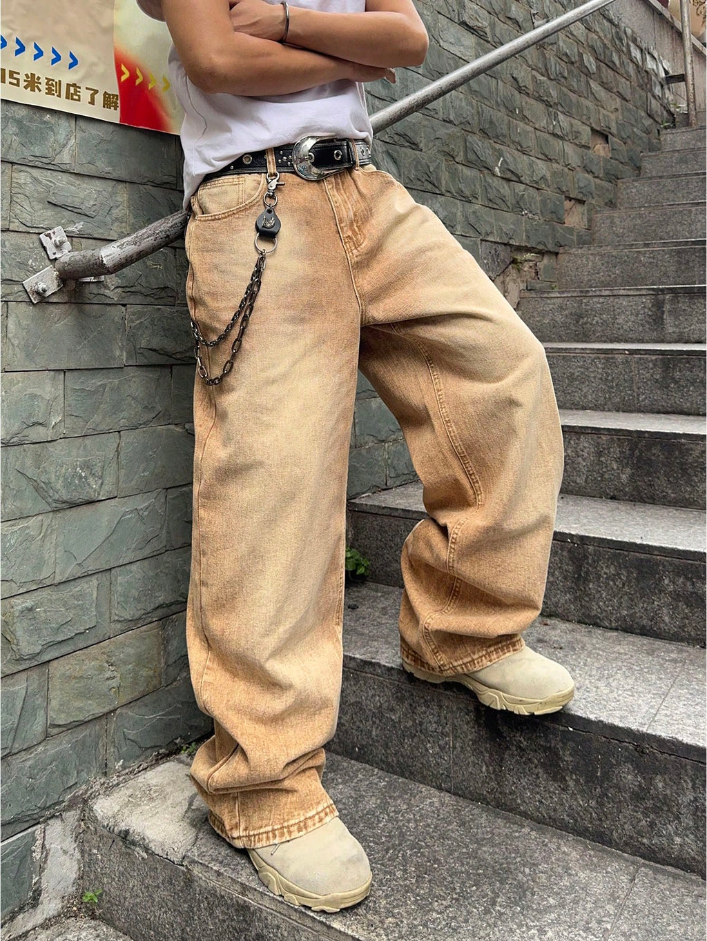 Vintage Men y2k Stretchy Baggy Denim Jeans For Men Fashion Casual pants Streetwear Denim Hip Hop Wide-Leg Straight Trousers