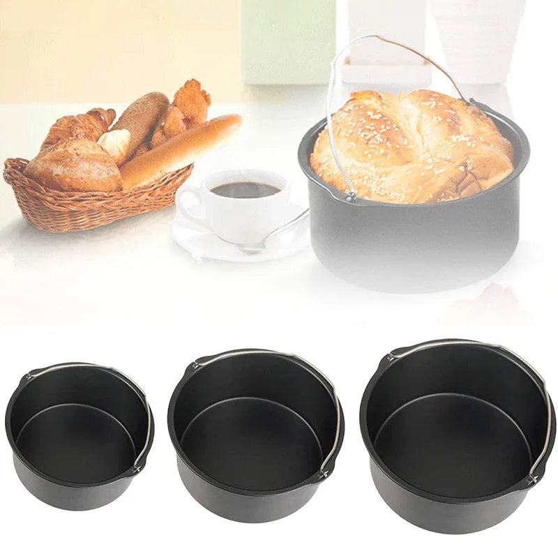 8/7/6 Inch Non-Stick Baking Mold Air Fryer Pot Round Tray Pan Roasting Pizza Cake Basket Bakeware Kitchen Bar Cooking Accessory