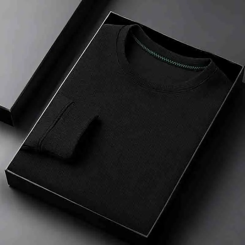 2026 New Arrival Men's Basic Solid Crew Neck Sweater Breathable Long Sleeve Knit Pullover