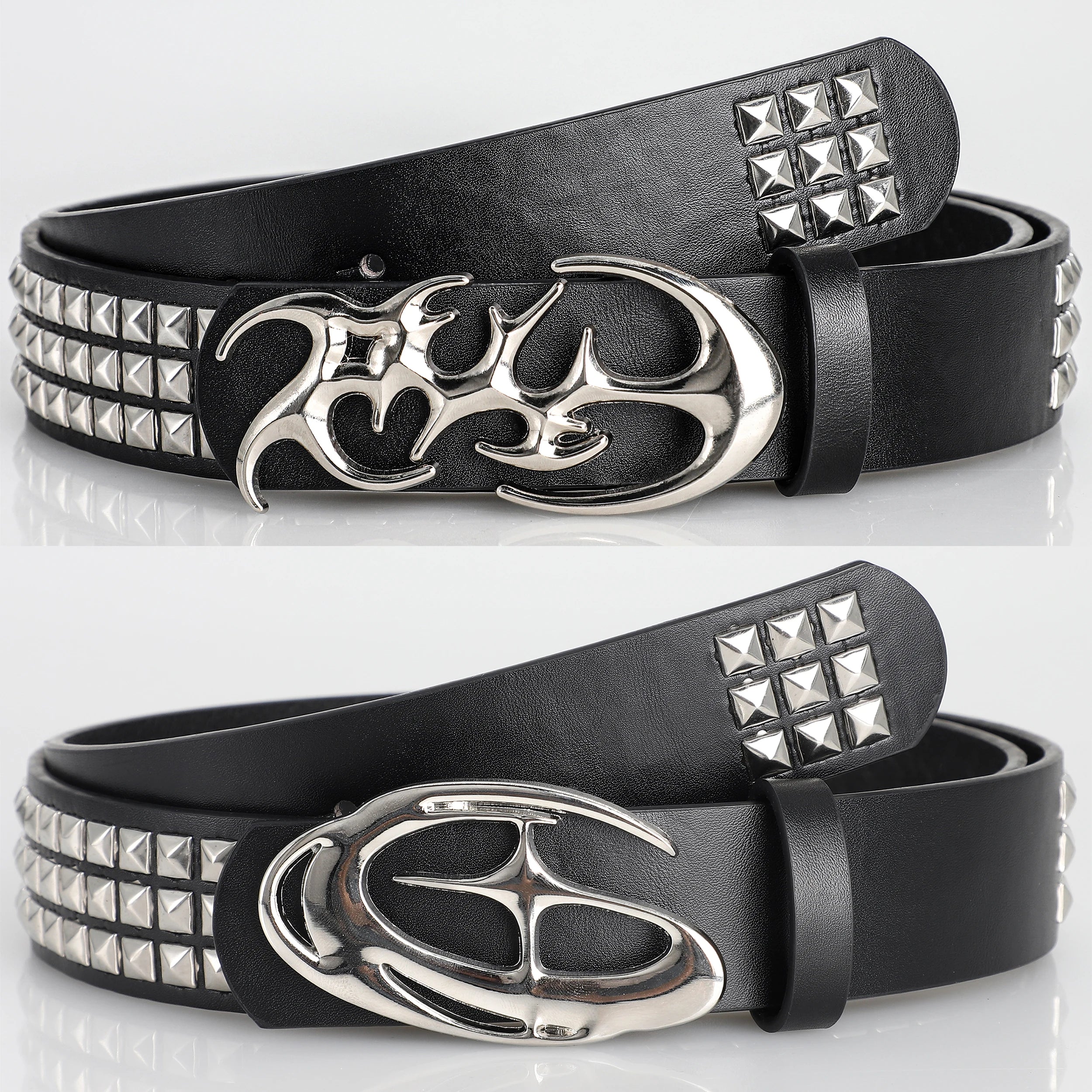 New Stylish Hollow Irregular Buckle Belts - Trendy Rivet Accessory For Gift Giving or Personal Style-Metal Pyramid For Women Men
