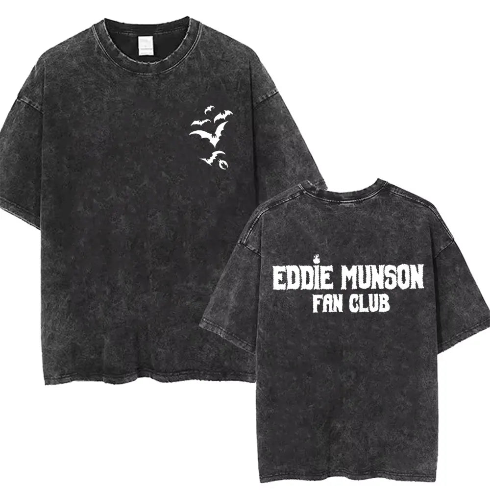 Washed Vintage The Demogorgon Cannibal Flower Monster Graphic T-shirt Eddie Munson T Shirts Men Women Casual Oversized T-shirts