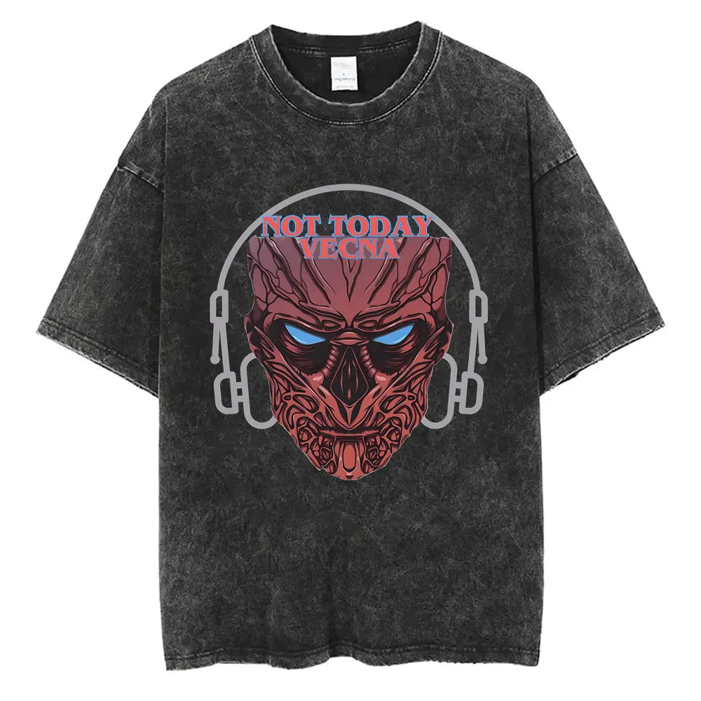Washed Vintage The Demogorgon Cannibal Flower Monster Graphic T-shirt Eddie Munson T Shirts Men Women Casual Oversized T-shirts