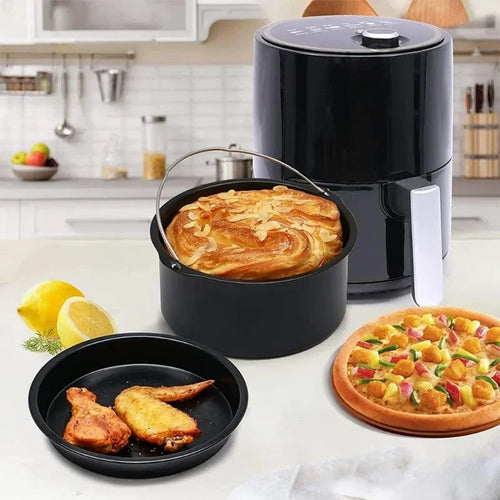 8/7/6 Inch Non-Stick Baking Mold Air Fryer Pot Round Tray Pan Roasting Pizza Cake Basket Bakeware Kitchen Bar Cooking Accessory