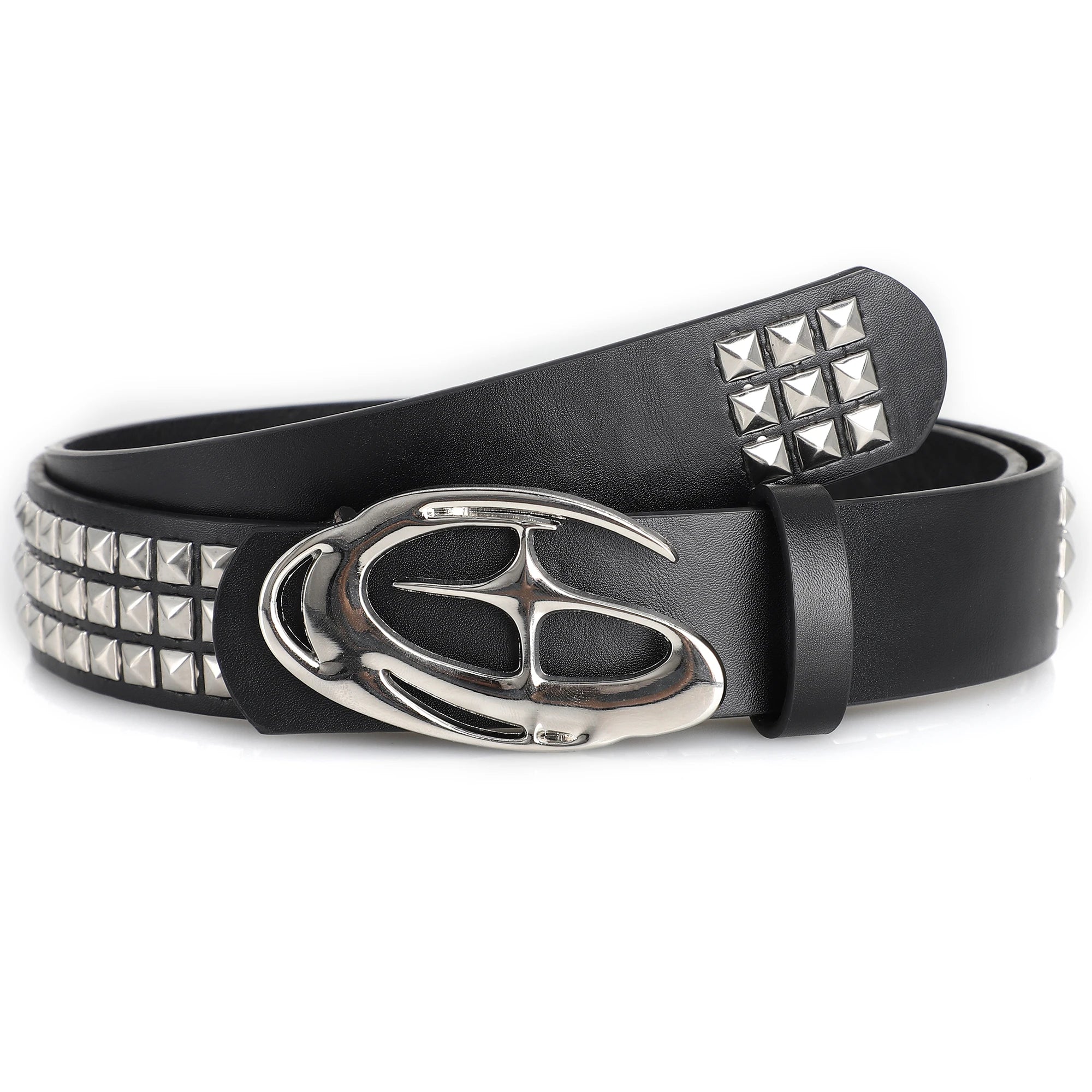 New Stylish Hollow Irregular Buckle Belts - Trendy Rivet Accessory For Gift Giving or Personal Style-Metal Pyramid For Women Men