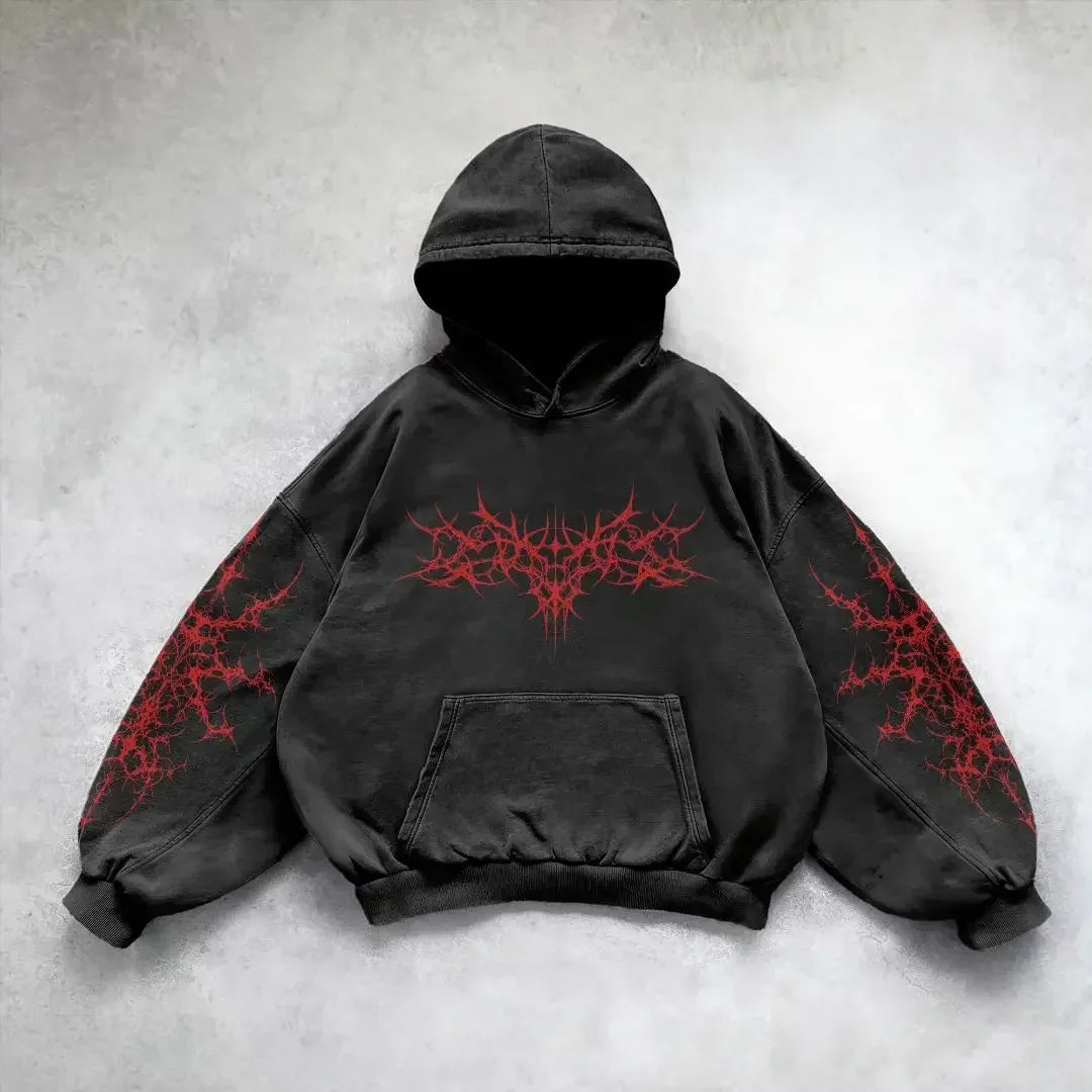 Y2k Vintage Hoodie Women Fashion Print Zip Up Hoodies New Harajuku Hip Hop Long Sleeve Coats Loose Hooded Sweatshirt Streetwear