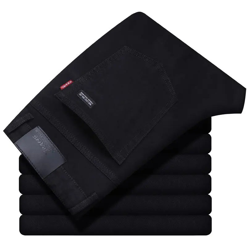Spring Men Light Luxury Stretch Slim Fit Denim Pants Comfortable Soft Business Fashion Straight Casual Jeans Autumn Brand Clothi