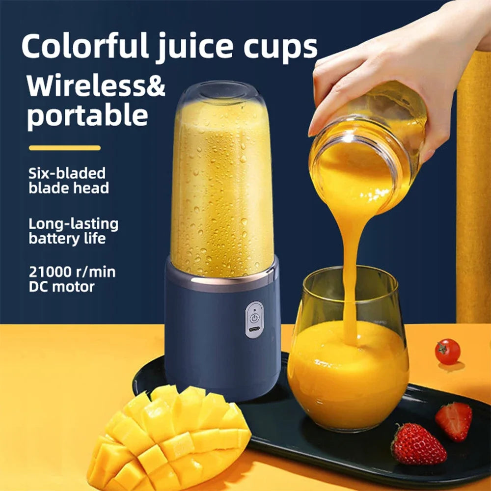 Electric Portable Blender Bottle with 6 Blades Multifunctional Fresh Juice Smoothie Maker Ice Crush Cup Food Processor