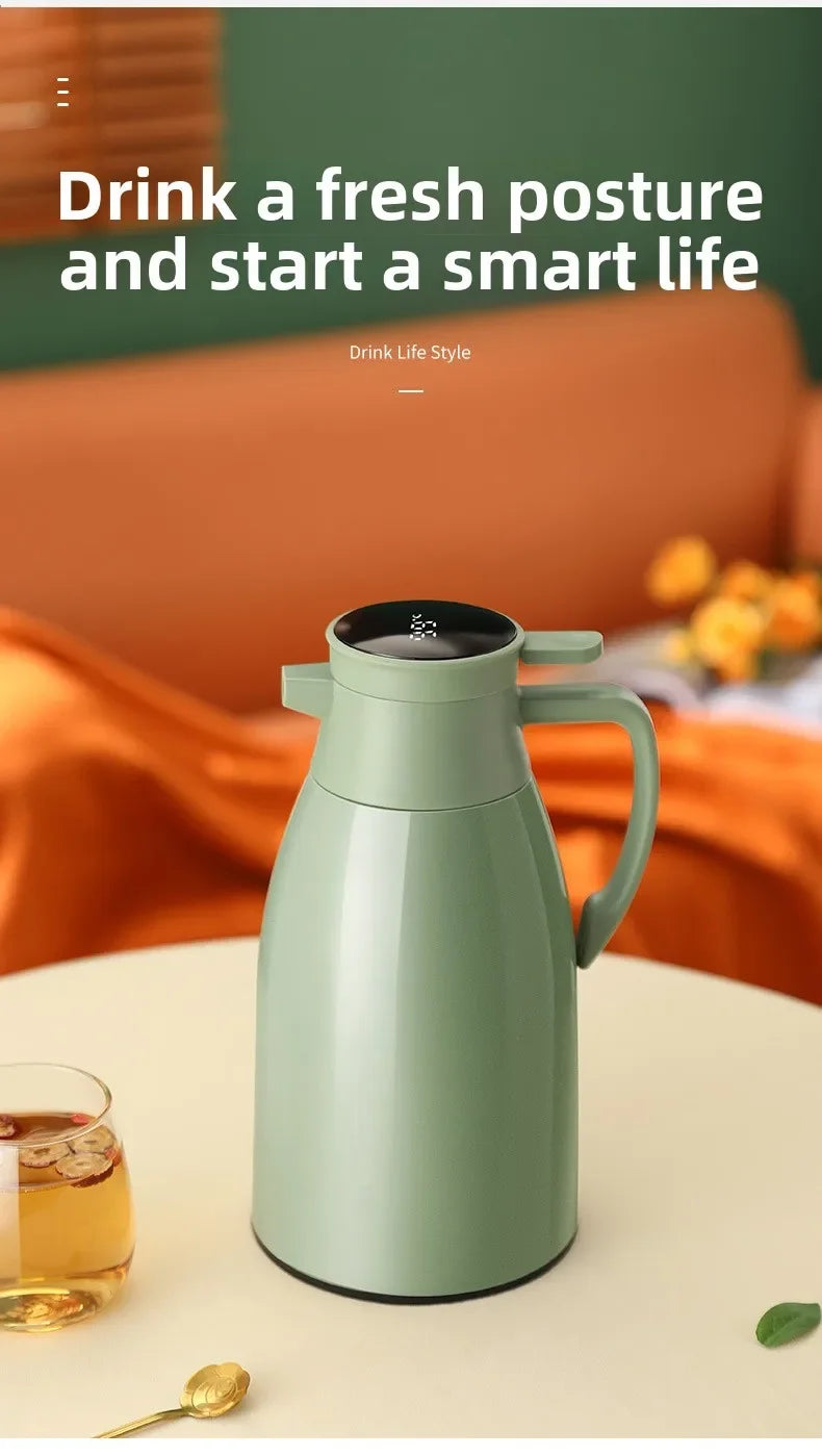 Digital Display Thermal Kettle for Household Thermos Vacuum Flasks with Glass Liner Large Capacity Water Bottle for Coffee