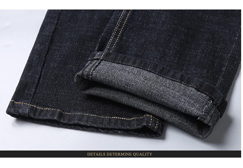 Spring Men Light Luxury Stretch Slim Fit Denim Pants Comfortable Soft Business Fashion Straight Casual Jeans Autumn Brand Clothi