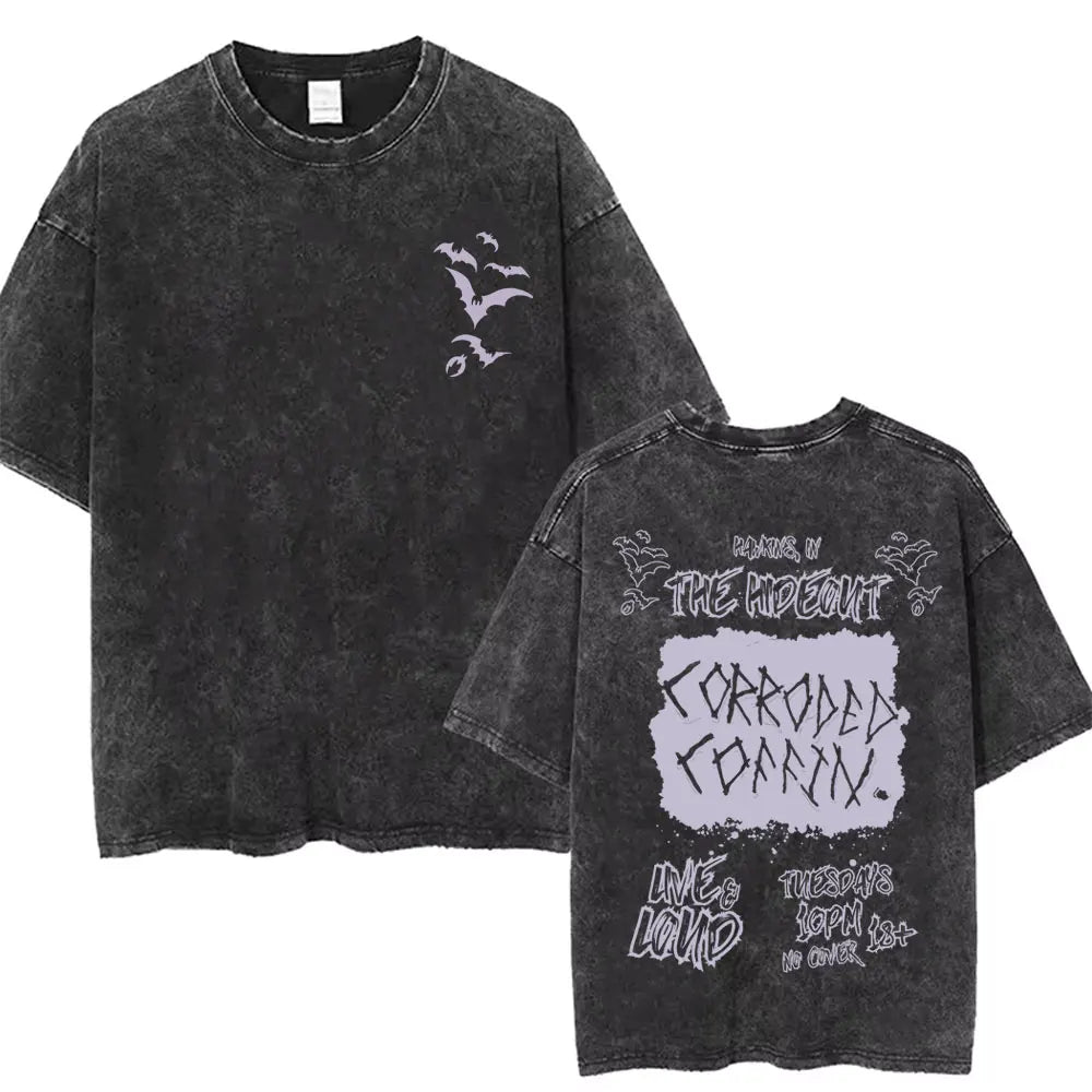 Washed Vintage The Demogorgon Cannibal Flower Monster Graphic T-shirt Eddie Munson T Shirts Men Women Casual Oversized T-shirts
