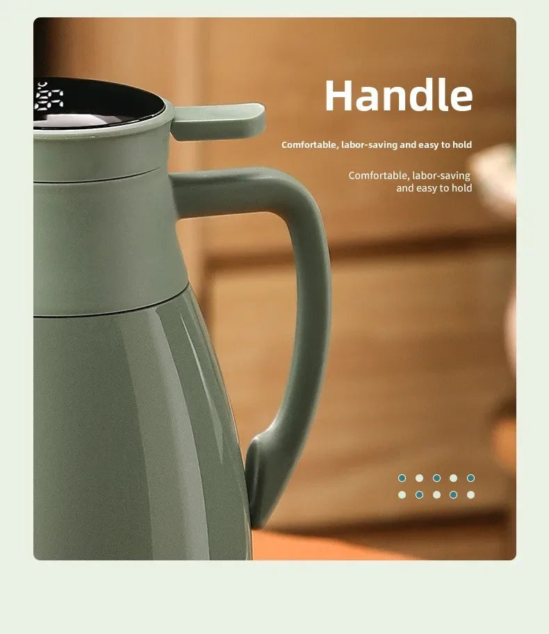 Digital Display Thermal Kettle for Household Thermos Vacuum Flasks with Glass Liner Large Capacity Water Bottle for Coffee