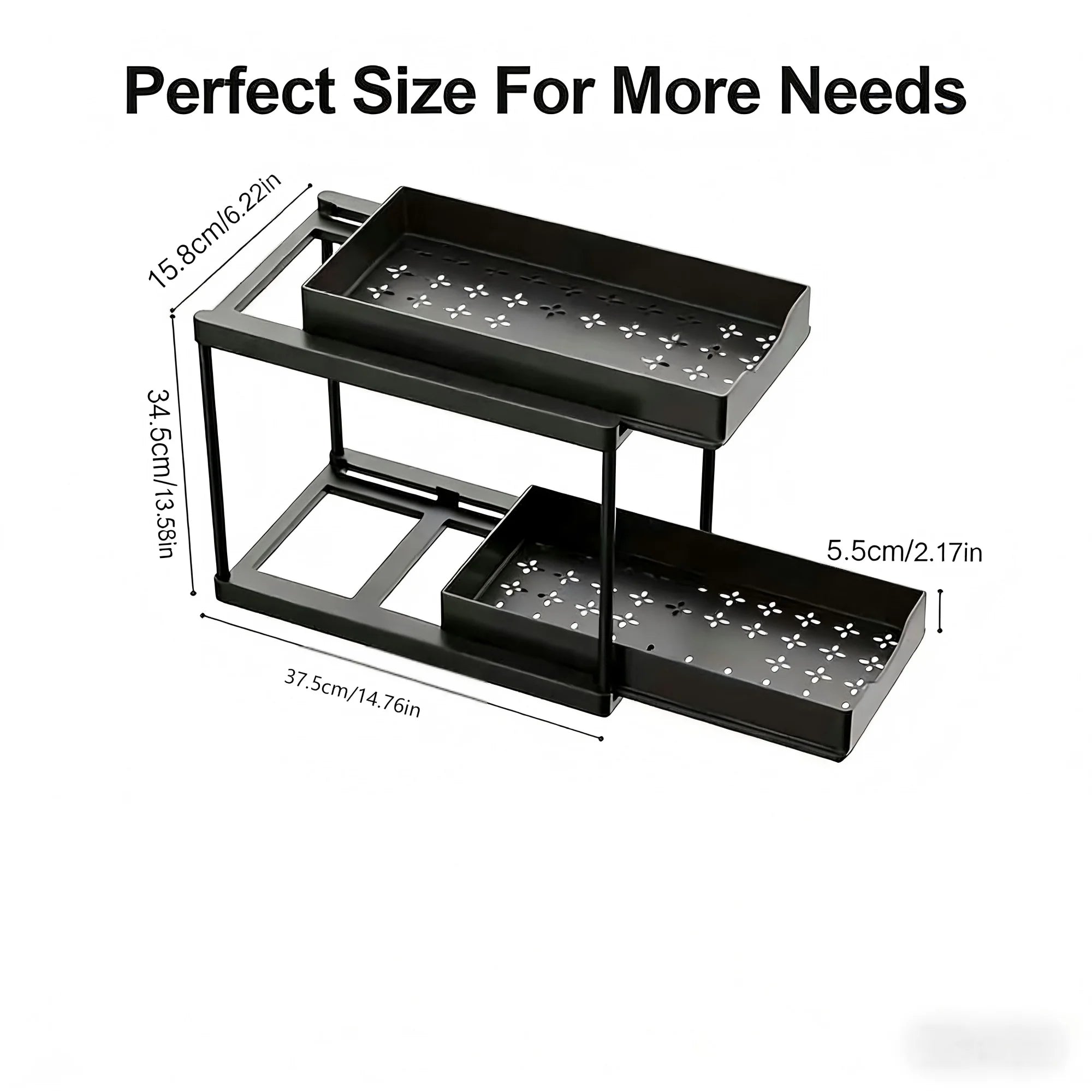 2-Tier Sliding Pull-Out Kitchen Storage Rack - Non-Slip Multifunctional Drawer Organizer for Under-Sink and Countertop Storage