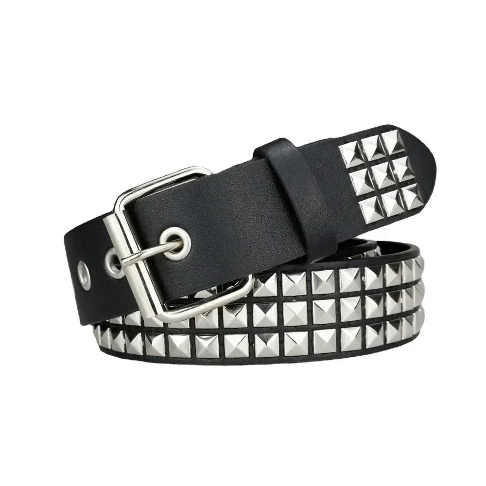 2024 New Square Bead Rivet Belt Metal Pyramid Belt Men and Women Punk Hardware Jeans Belt Y2K Belt Designer Belt Women's Belts
