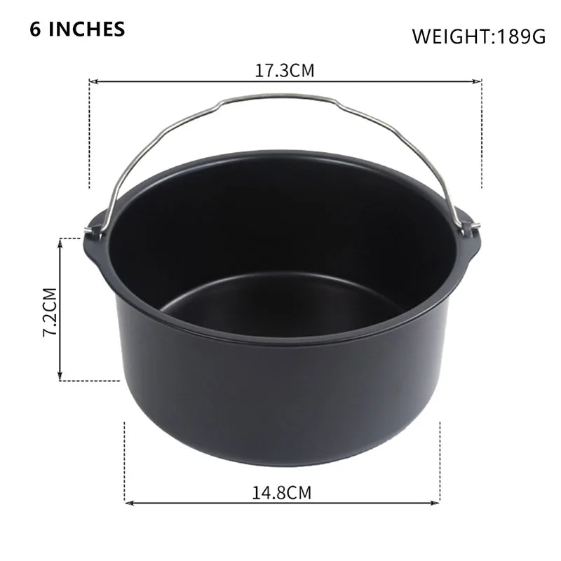 8/7/6 Inch Non-Stick Baking Mold Air Fryer Pot Round Tray Pan Roasting Pizza Cake Basket Bakeware Kitchen Bar Cooking Accessory