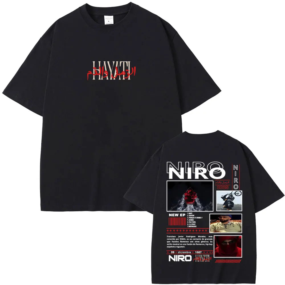 Rapper Niro OX7 Album Graphic T-shirt Men Women Hip Hop Fashion Pop Music T-shirts Male Casual Cotton Vintage T Shirt Streetwear