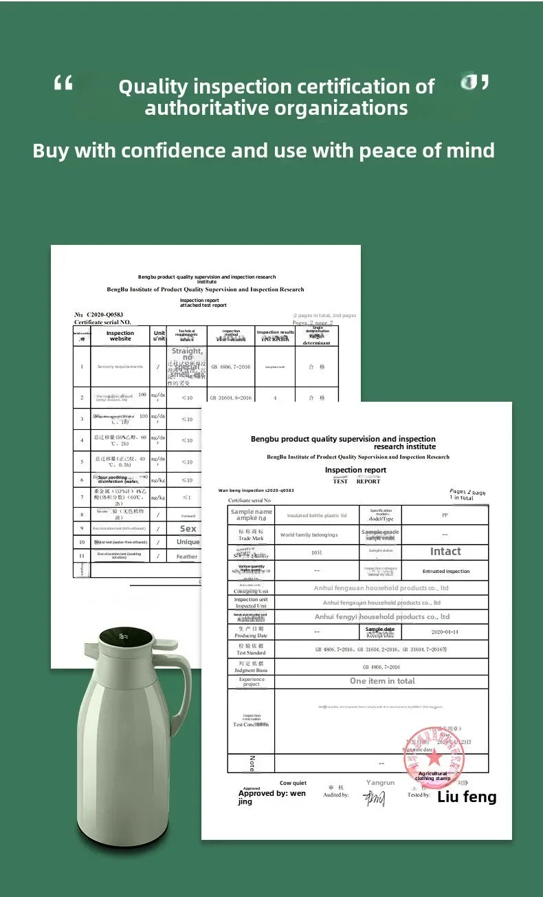 Digital Display Thermal Kettle for Household Thermos Vacuum Flasks with Glass Liner Large Capacity Water Bottle for Coffee