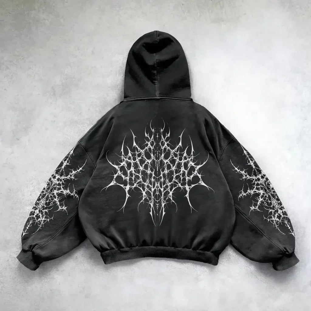 Y2k Vintage Hoodie Women Fashion Print Zip Up Hoodies New Harajuku Hip Hop Long Sleeve Coats Loose Hooded Sweatshirt Streetwear