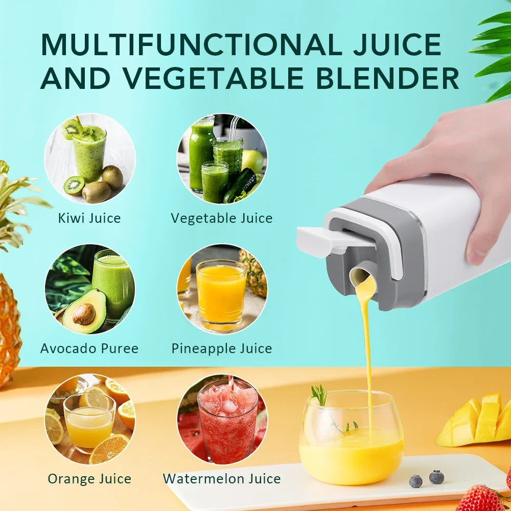 Electric Portable Blender Bottle with 6 Blades Multifunctional Fresh Juice Smoothie Maker Ice Crush Cup Food Processor