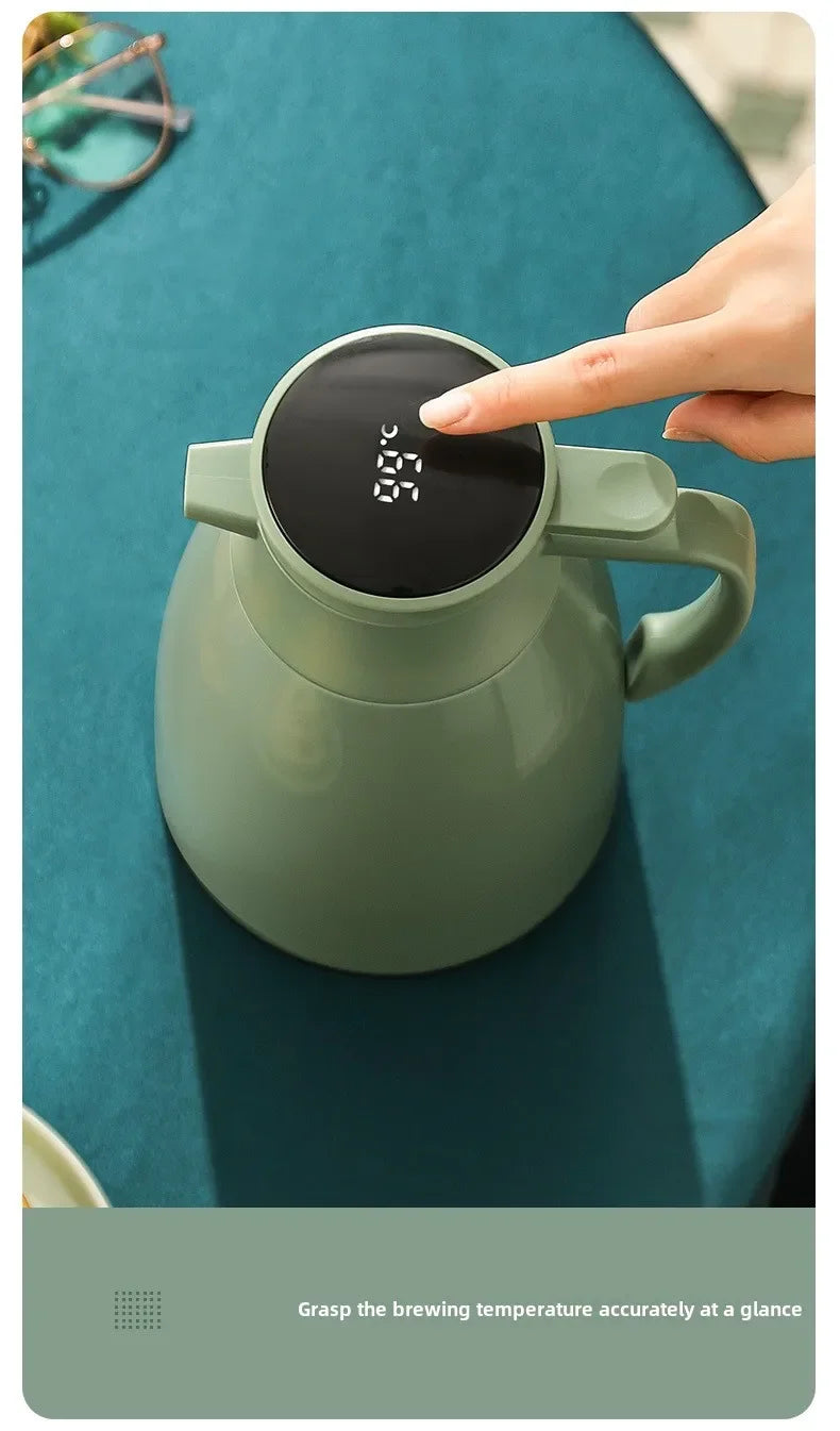 Digital Display Thermal Kettle for Household Thermos Vacuum Flasks with Glass Liner Large Capacity Water Bottle for Coffee