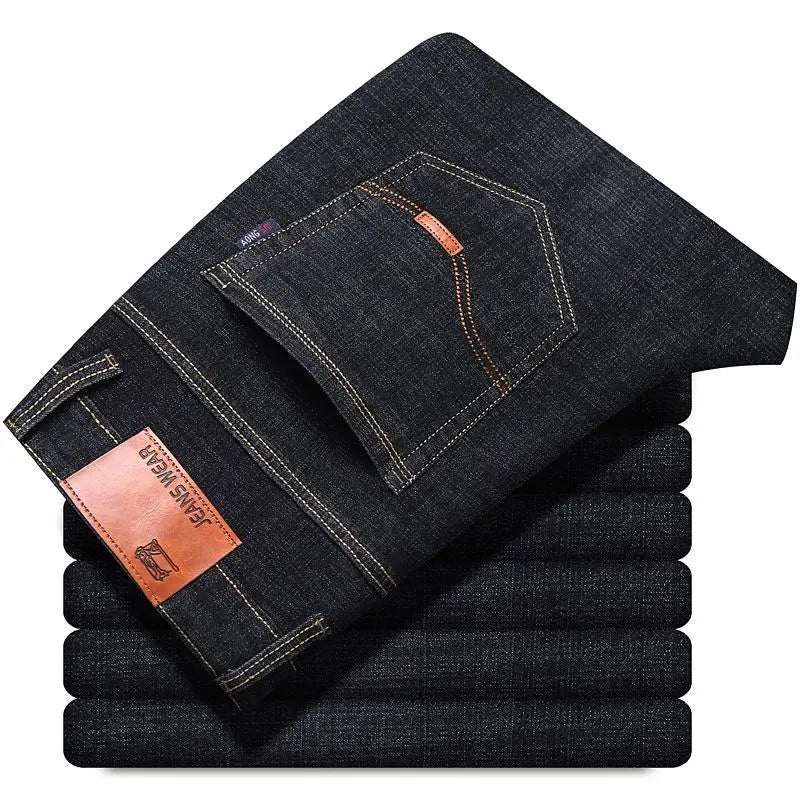 Spring Men Light Luxury Stretch Slim Fit Denim Pants Comfortable Soft Business Fashion Straight Casual Jeans Autumn Brand Clothi