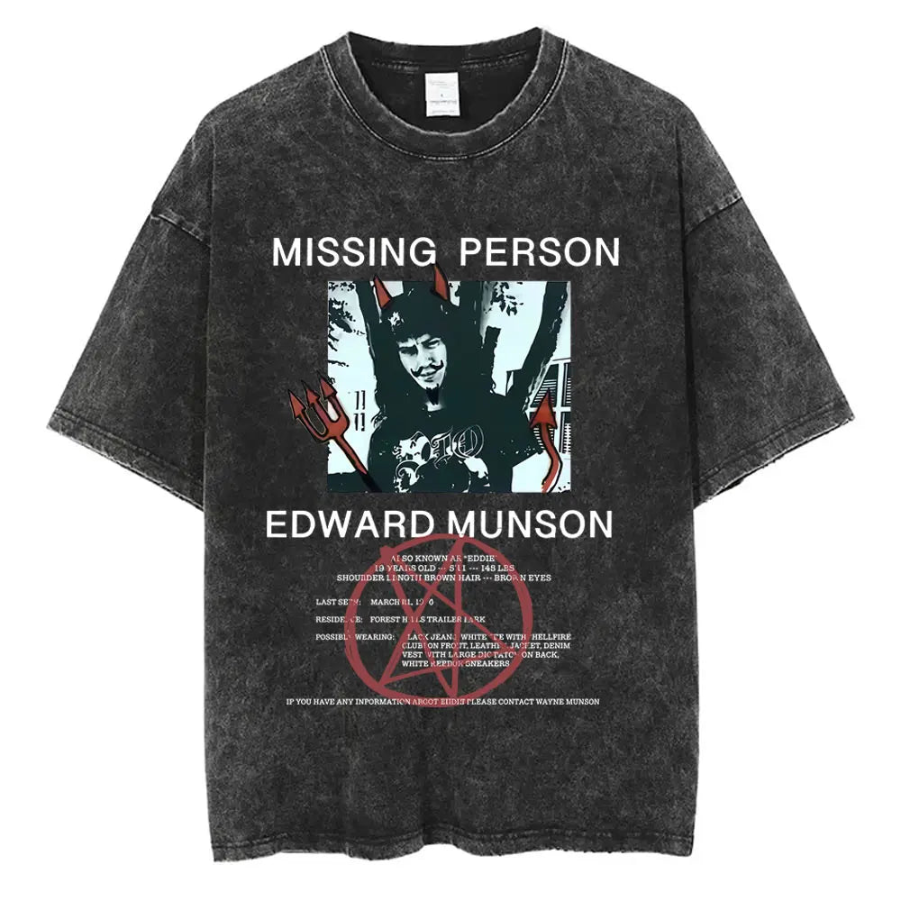 Washed Vintage The Demogorgon Cannibal Flower Monster Graphic T-shirt Eddie Munson T Shirts Men Women Casual Oversized T-shirts