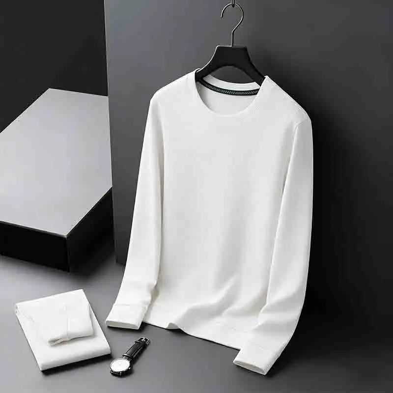 2026 New Arrival Men's Basic Solid Crew Neck Sweater Breathable Long Sleeve Knit Pullover