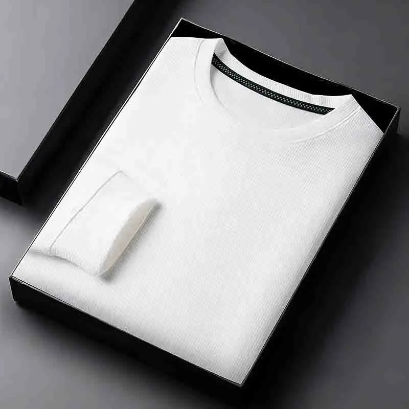 2026 New Arrival Men's Basic Solid Crew Neck Sweater Breathable Long Sleeve Knit Pullover
