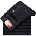 Spring Men Light Luxury Stretch Slim Fit Denim Pants Comfortable Soft Business Fashion Straight Casual Jeans Autumn Brand Clothi
