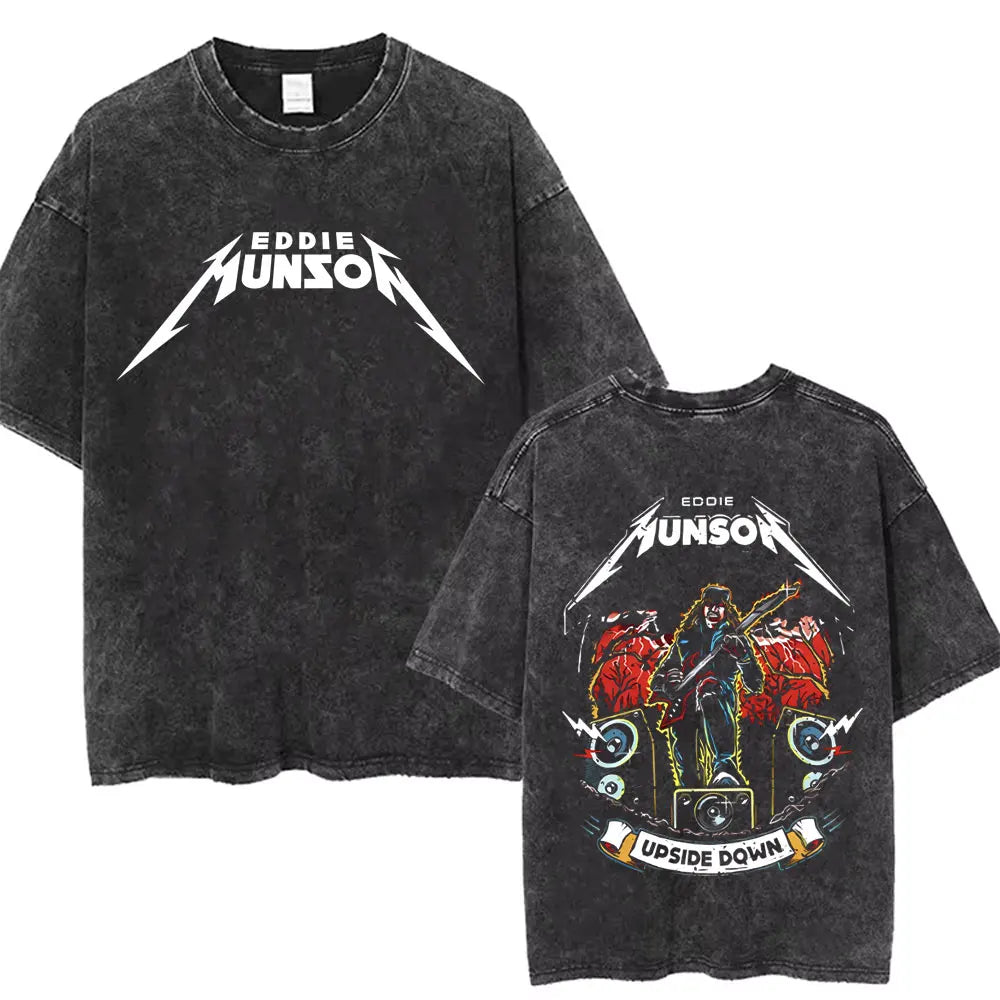 Washed Vintage The Demogorgon Cannibal Flower Monster Graphic T-shirt Eddie Munson T Shirts Men Women Casual Oversized T-shirts