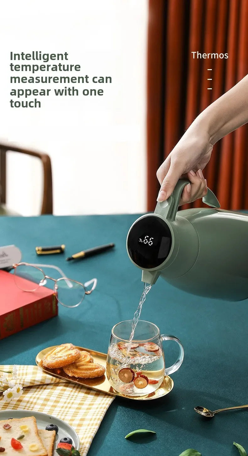 Digital Display Thermal Kettle for Household Thermos Vacuum Flasks with Glass Liner Large Capacity Water Bottle for Coffee