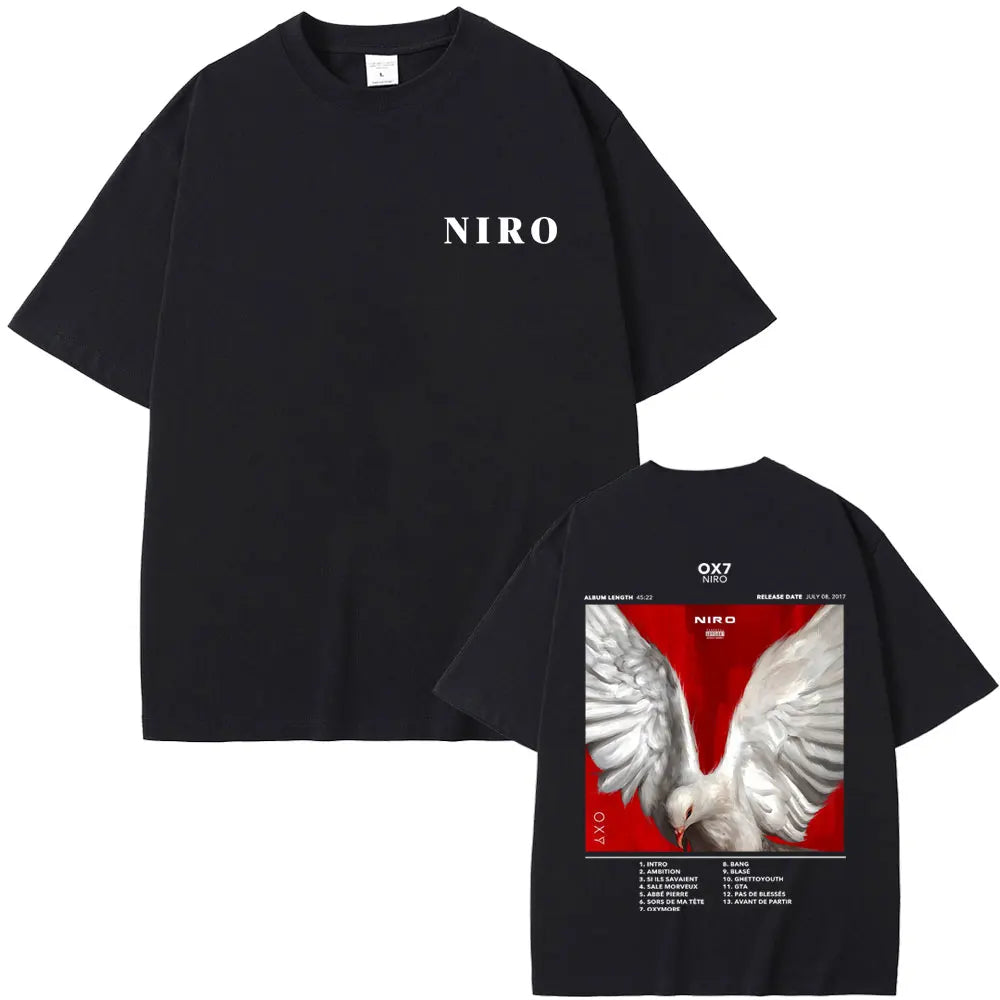 Rapper Niro OX7 Album Graphic T-shirt Men Women Hip Hop Fashion Pop Music T-shirts Male Casual Cotton Vintage T Shirt Streetwear