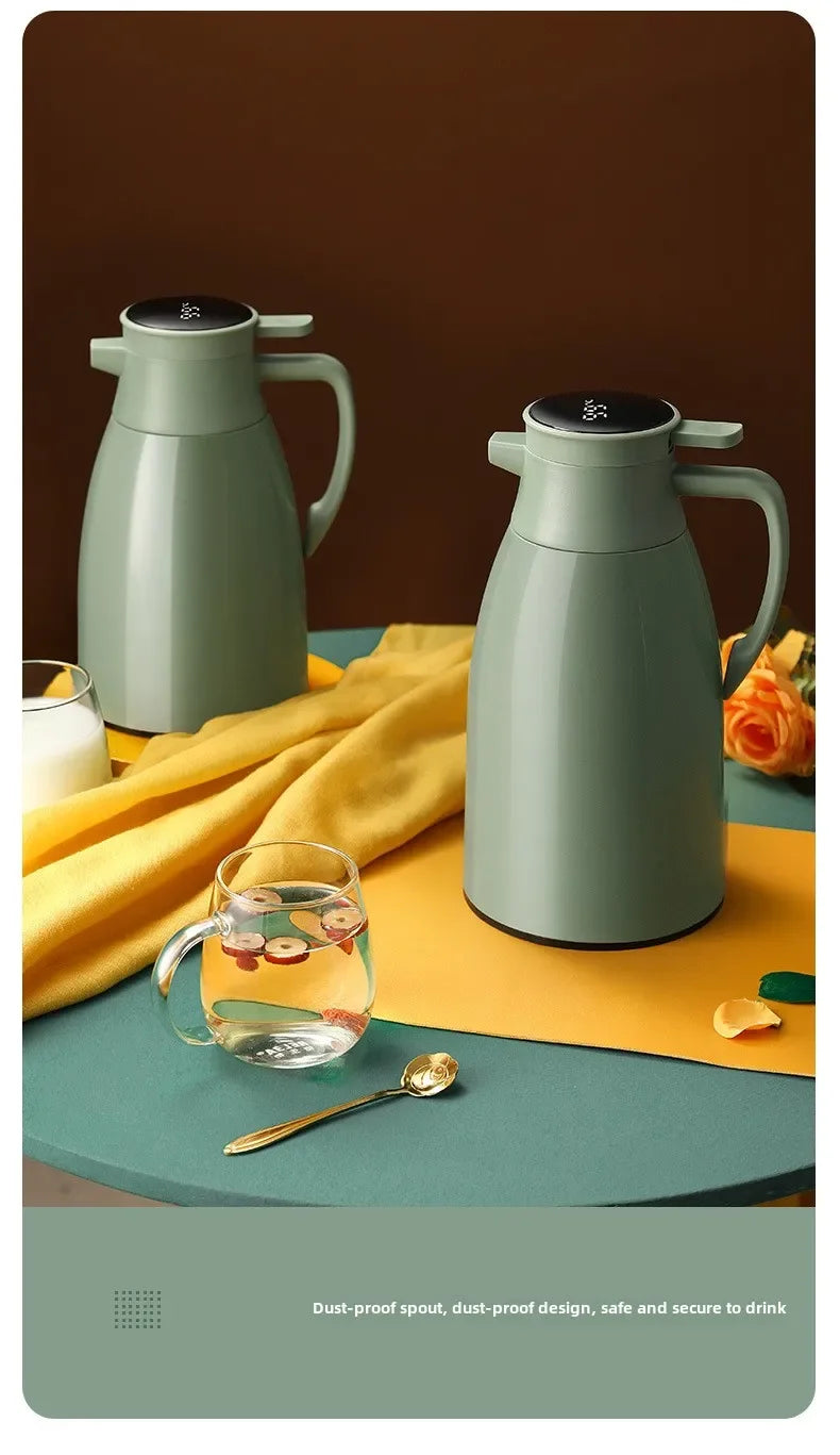 Digital Display Thermal Kettle for Household Thermos Vacuum Flasks with Glass Liner Large Capacity Water Bottle for Coffee