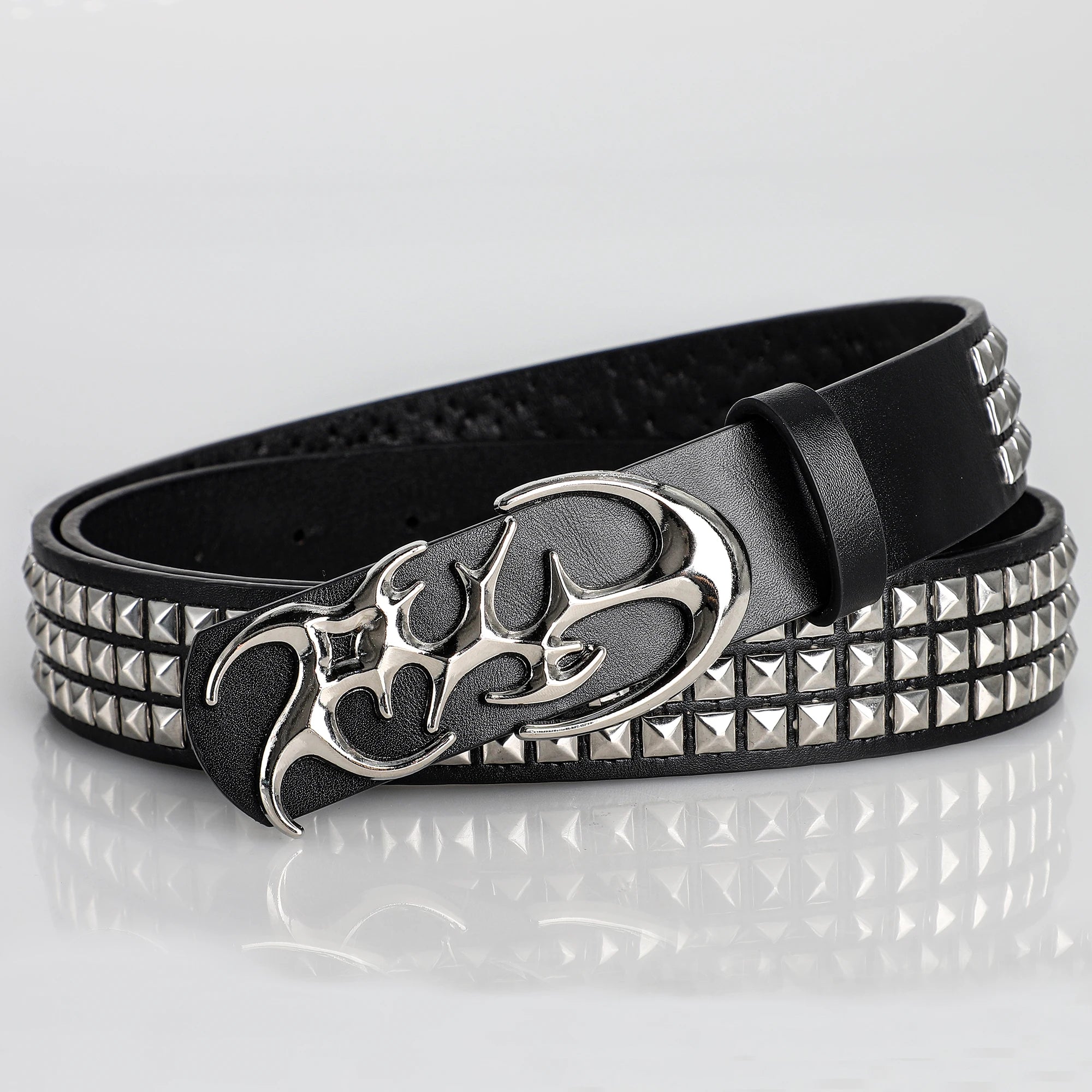 New Stylish Hollow Irregular Buckle Belts - Trendy Rivet Accessory For Gift Giving or Personal Style-Metal Pyramid For Women Men