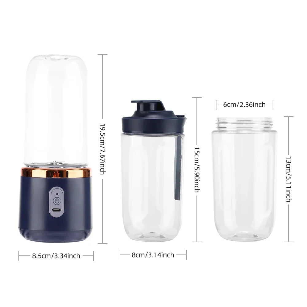 Electric Portable Blender Bottle with 6 Blades Multifunctional Fresh Juice Smoothie Maker Ice Crush Cup Food Processor