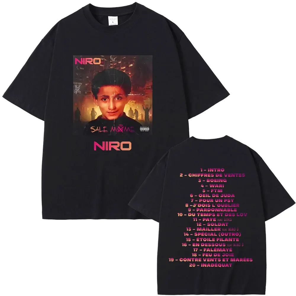 Rapper Niro OX7 Album Graphic T-shirt Men Women Hip Hop Fashion Pop Music T-shirts Male Casual Cotton Vintage T Shirt Streetwear