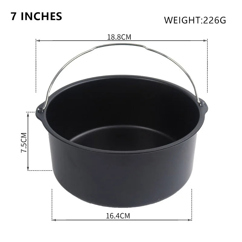 8/7/6 Inch Non-Stick Baking Mold Air Fryer Pot Round Tray Pan Roasting Pizza Cake Basket Bakeware Kitchen Bar Cooking Accessory