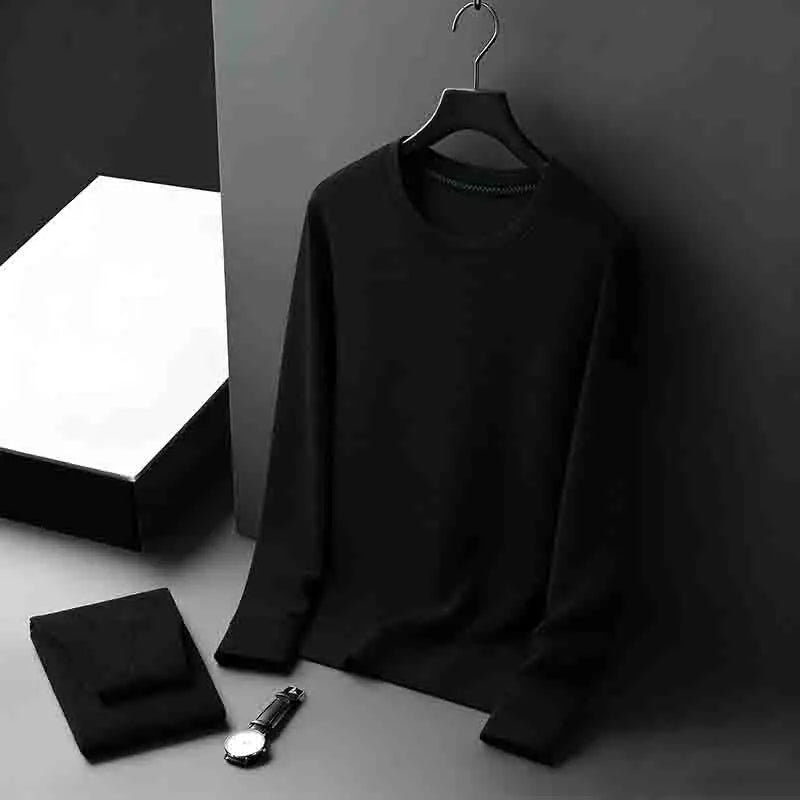 2026 New Arrival Men's Basic Solid Crew Neck Sweater Breathable Long Sleeve Knit Pullover