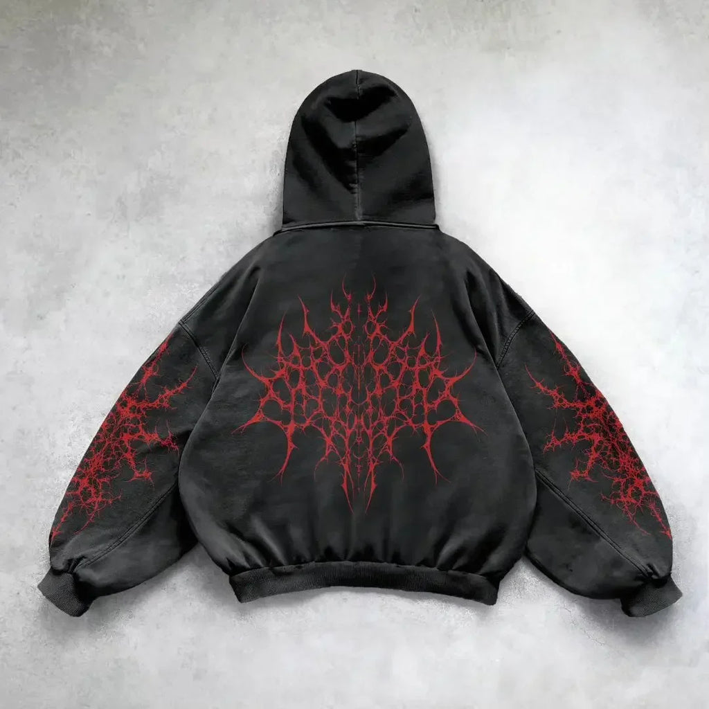 Y2k Vintage Hoodie Women Fashion Print Zip Up Hoodies New Harajuku Hip Hop Long Sleeve Coats Loose Hooded Sweatshirt Streetwear