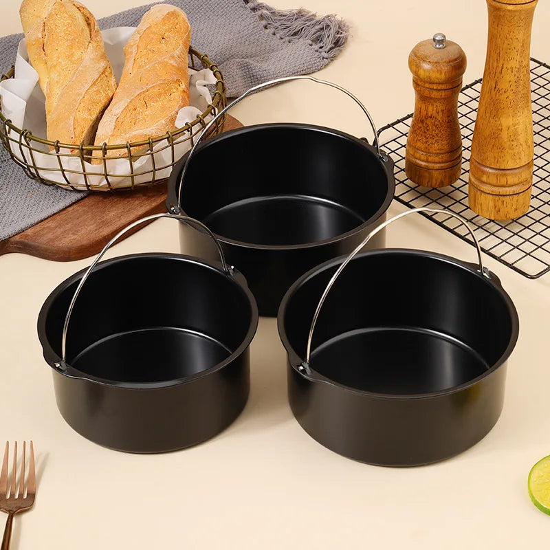 8/7/6 Inch Non-Stick Baking Mold Air Fryer Pot Round Tray Pan Roasting Pizza Cake Basket Bakeware Kitchen Bar Cooking Accessory