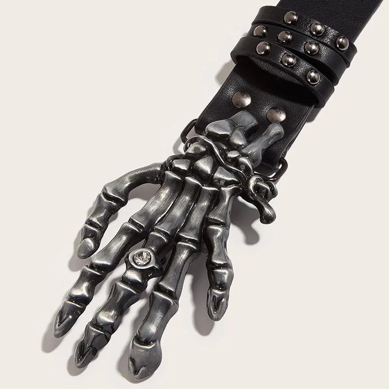 Desinger Belts For Women High Quality Luxury Brand Punk Goth Rivet Black Jeans Unisex Men Belt Paw Skull Buckle Waistband Man