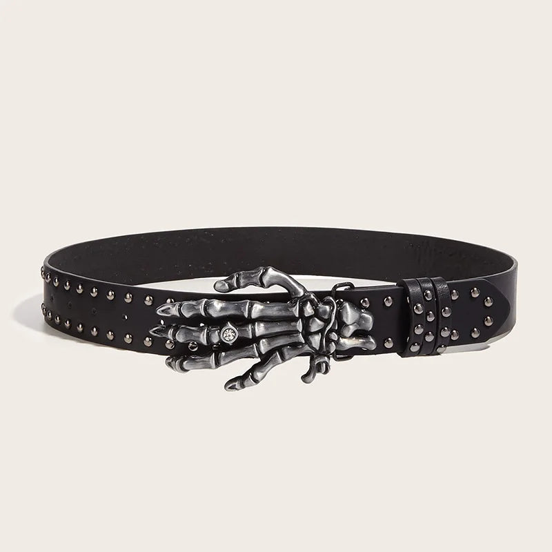 Desinger Belts For Women High Quality Luxury Brand Punk Goth Rivet Black Jeans Unisex Men Belt Paw Skull Buckle Waistband Man
