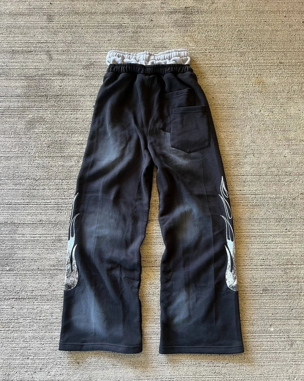 American Y2K Pants Baggy Sweatpants Letter Patch Retro Double Layer Design Men Hip Hop Gothic Elastic Waist Jogging Casual Pants